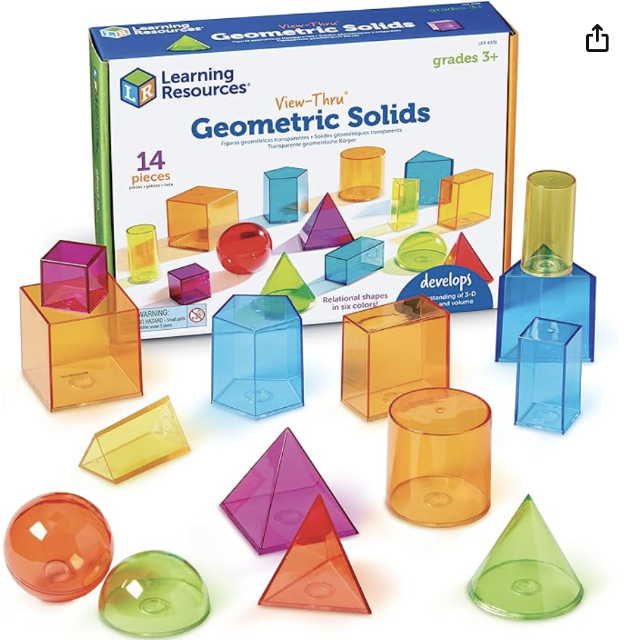 Box with geometric solids kit